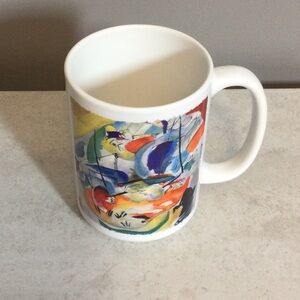 Kandinsky White Ceramic Mug with Colorful Abstract Art